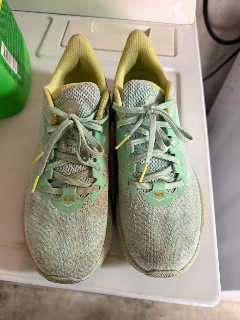 Hoka Women's Mint Green and Yellow Running Shoes